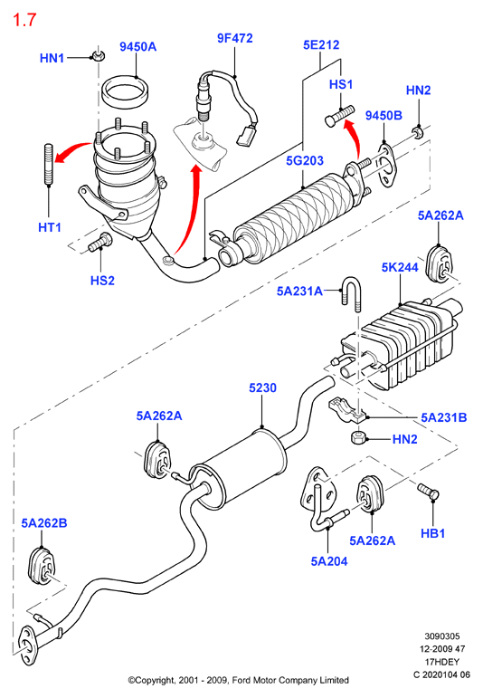 FORD 1073466 - Exhaust system, zetec 1.7 dohc efi: 1 pcs. onlydrive.pro