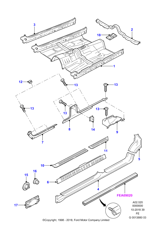 Lamborghini 1009970 - Floor pan - front: AR pcs. onlydrive.pro