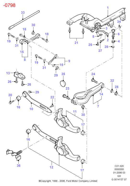 FORD 6829045 - Valdymo svirties / išilginių svirčių įvorė onlydrive.pro