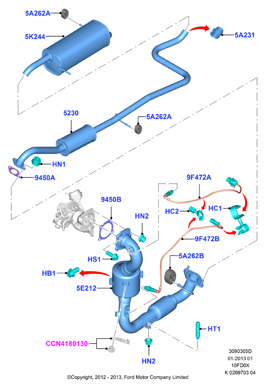 FORD 1773164 - Exhaust system, 1.0l 3 cyl fox             (10fd0x): 1 pcs. onlydrive.pro