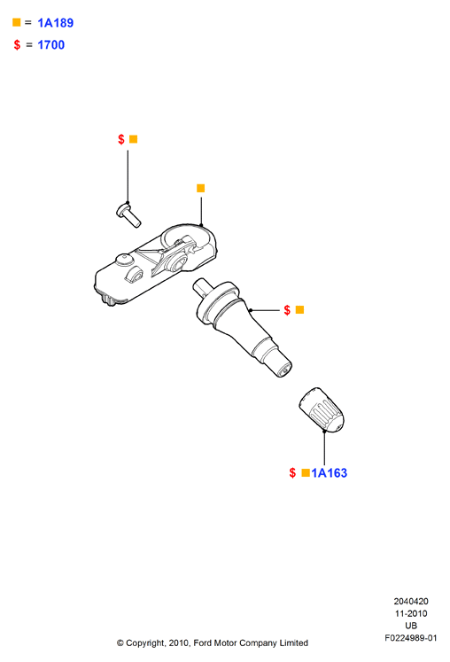 FORD 9L3Z 1A189-A - Wheel Sensor, tyre pressure control system onlydrive.pro