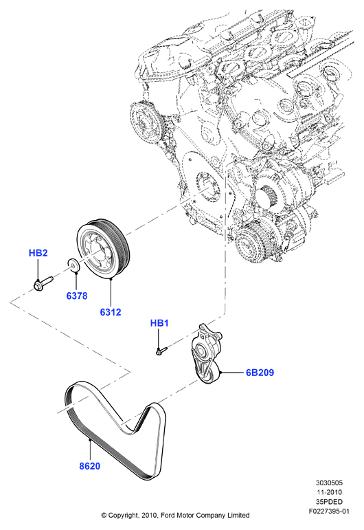 FORD BT4Z-6B209-B - Pulley, v-ribbed belt onlydrive.pro