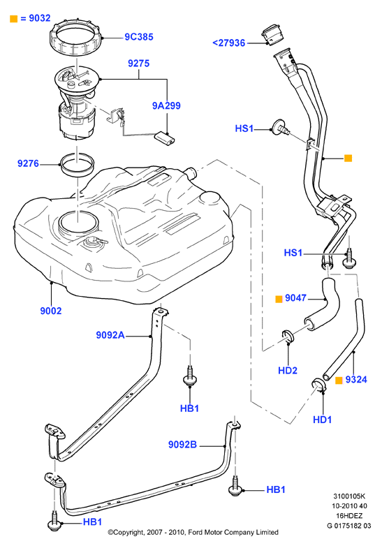 FORD 1715464 - Fuel tank & related parts, zetec 1.6 dohc efi: 1 pcs. onlydrive.pro