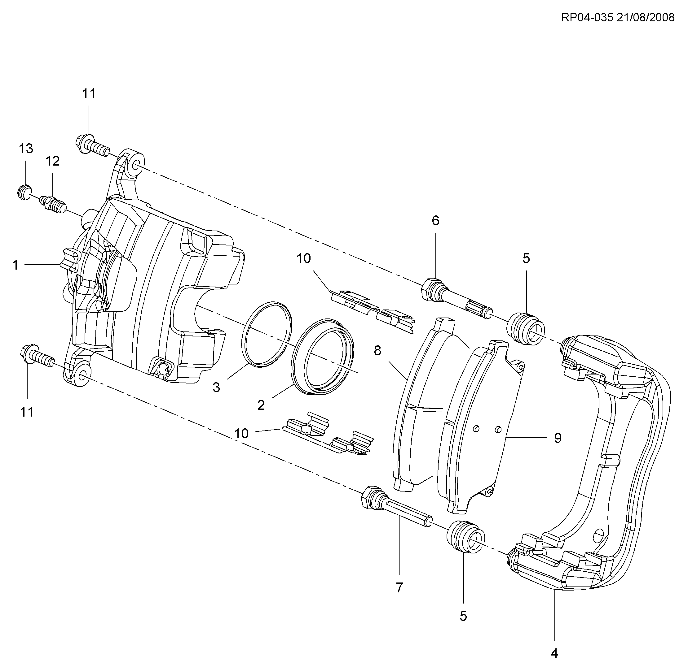 Chevrolet 13301206 - Комплект направляющей гильзы, тормозной поршень onlydrive.pro