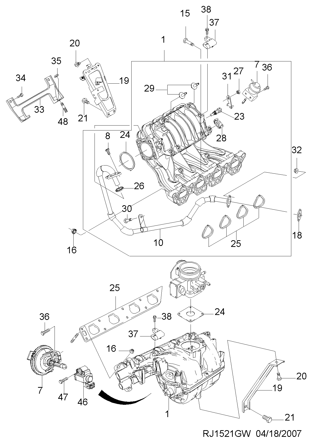 DAEWOO 96276354 - Intake manifold(fam i dohc)  (1521): 1 pcs. onlydrive.pro