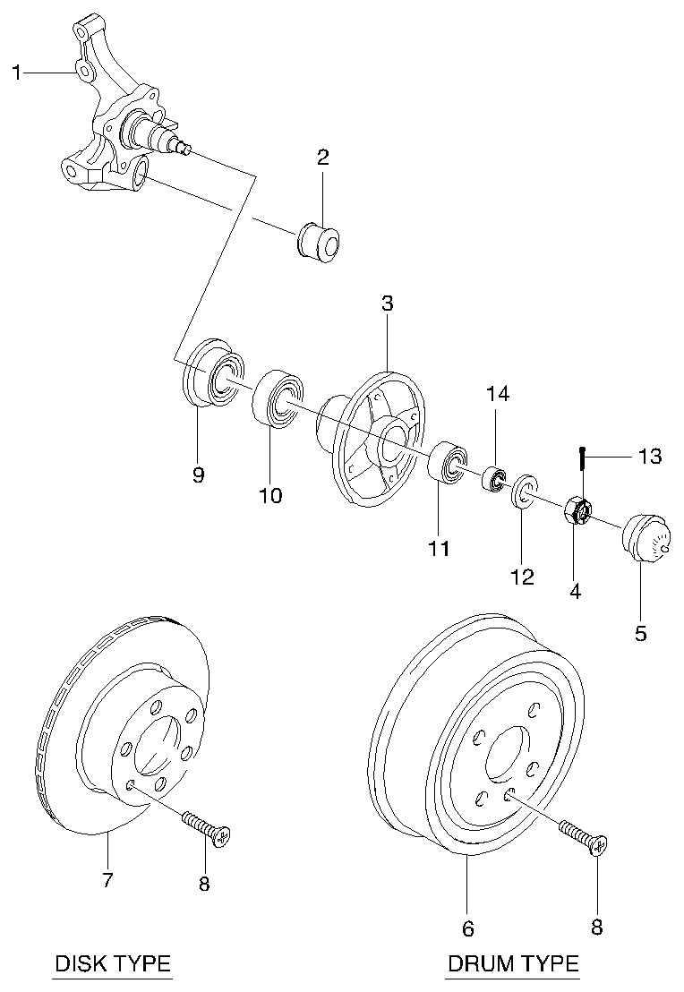 DAEWOO 09283-40001 - Rear knuckle & hub  (4330): 2 pcs. onlydrive.pro