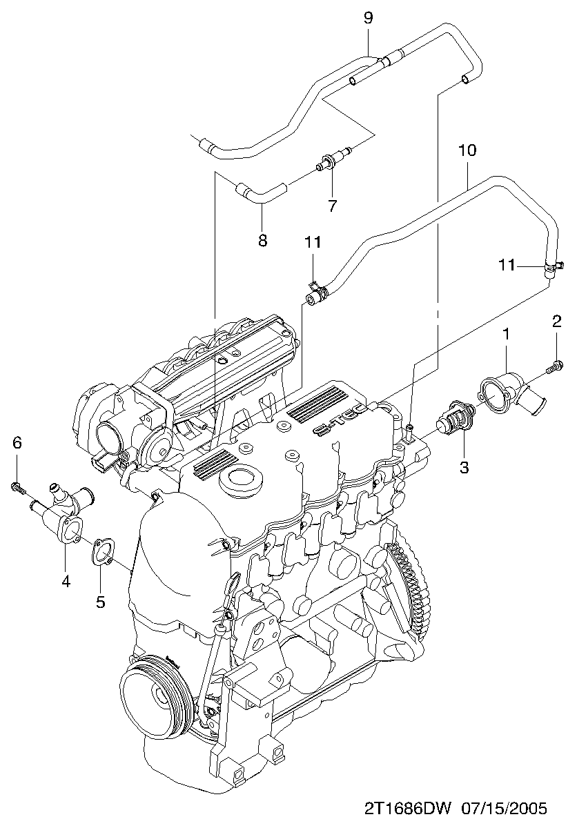 DAEWOO 96610574 - Coolant thermostat / housing onlydrive.pro