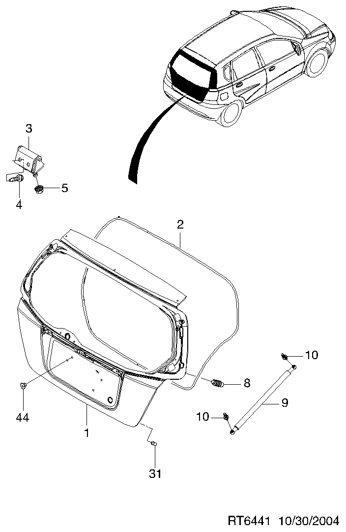 DAEWOO 96540939 - Gāzes atspere, Bagāžas / Kravas nodalījuma vāks onlydrive.pro