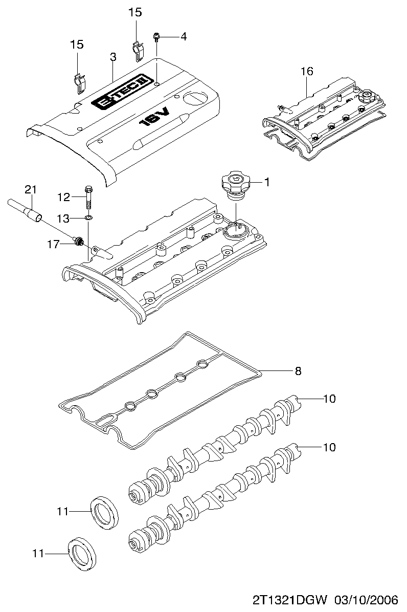 DAEWOO 96 353 002 - Cam support & shaft(fam i dohc)  (1321): 1 pcs. onlydrive.pro