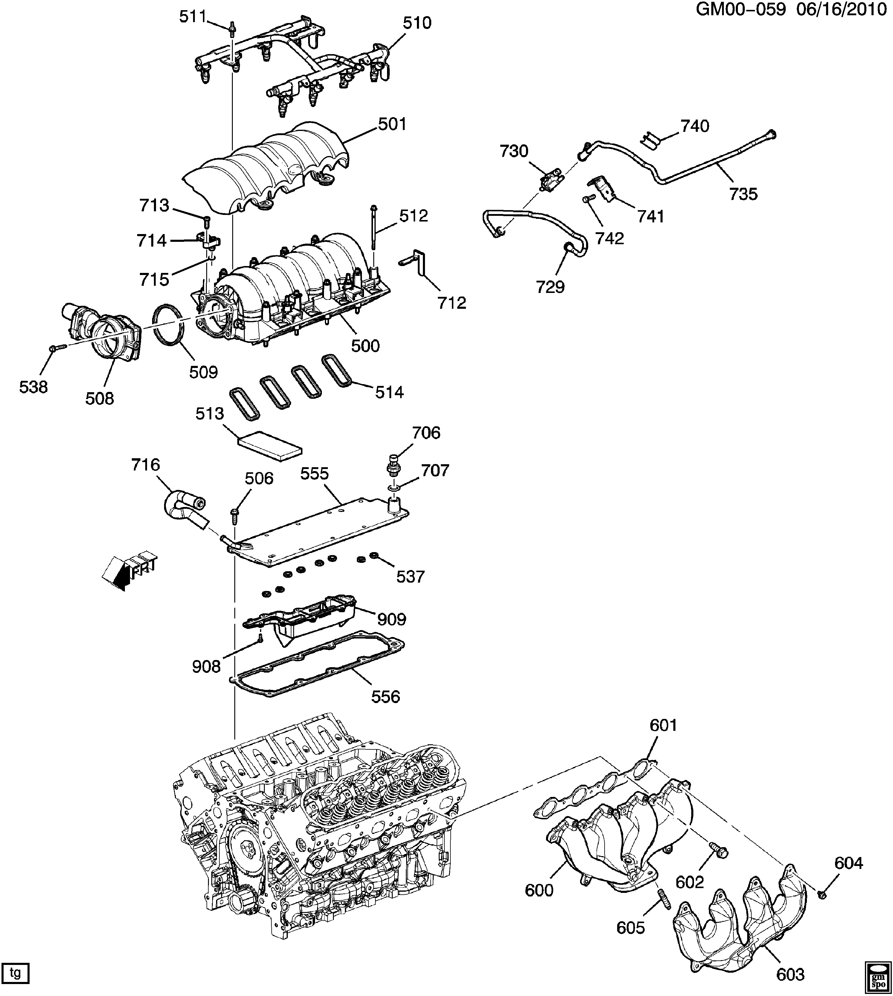 Chevrolet 55 573 248 - Engine asm-6.2l v8 part 5 manifolds & related parts (ls3/6.2w): 01 pcs. onlydrive.pro