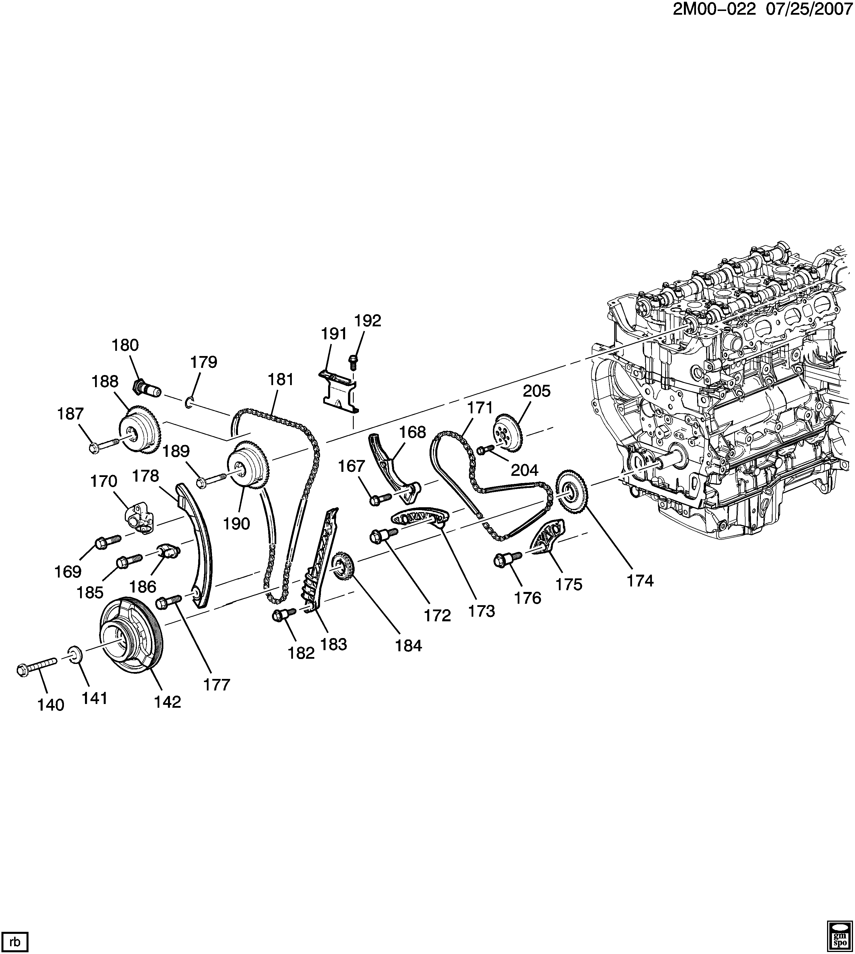 Opel 12642713 - Engine asm-2.0l l4 part 3 timing chain & tensioner (lnf/2.0x): 01 pcs. onlydrive.pro