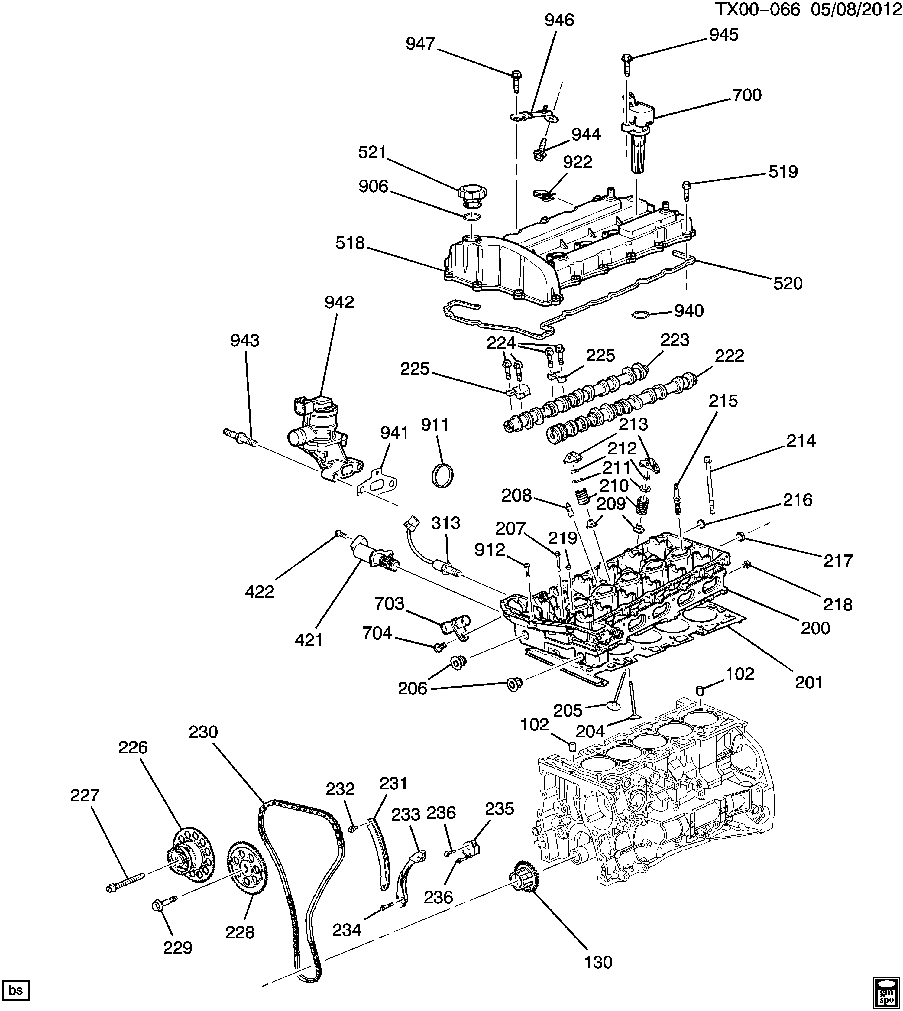 SAAB 12629472 - Engine asm-3.7l l5 part 2 cylinder head & related parts (llr/3.7: 05 pcs. onlydrive.pro