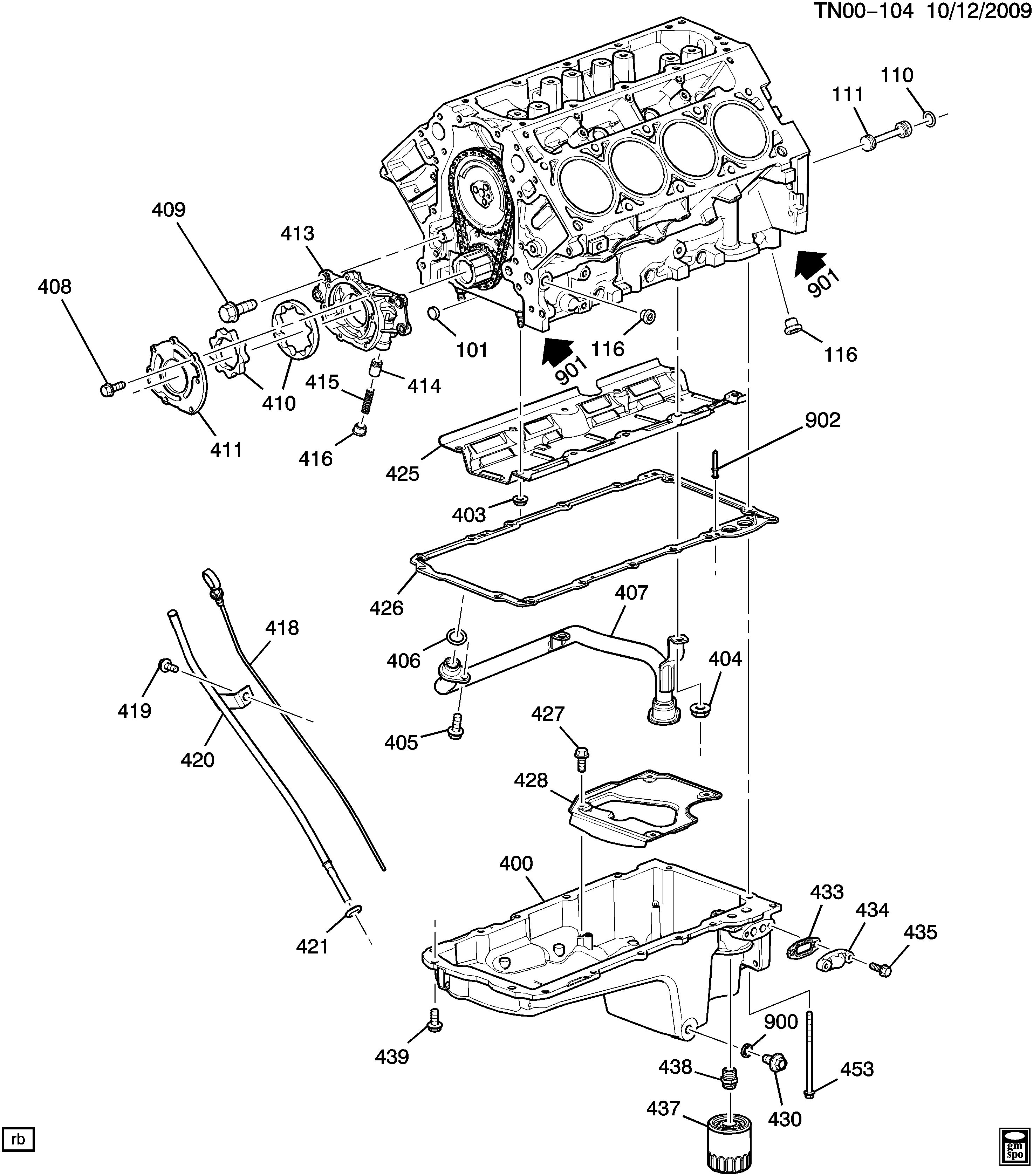 Opel 19303975 - Engine asm-5.3l v8 part 4 oil pump, pan & related parts (lh8/5.3: 01 pcs. onlydrive.pro