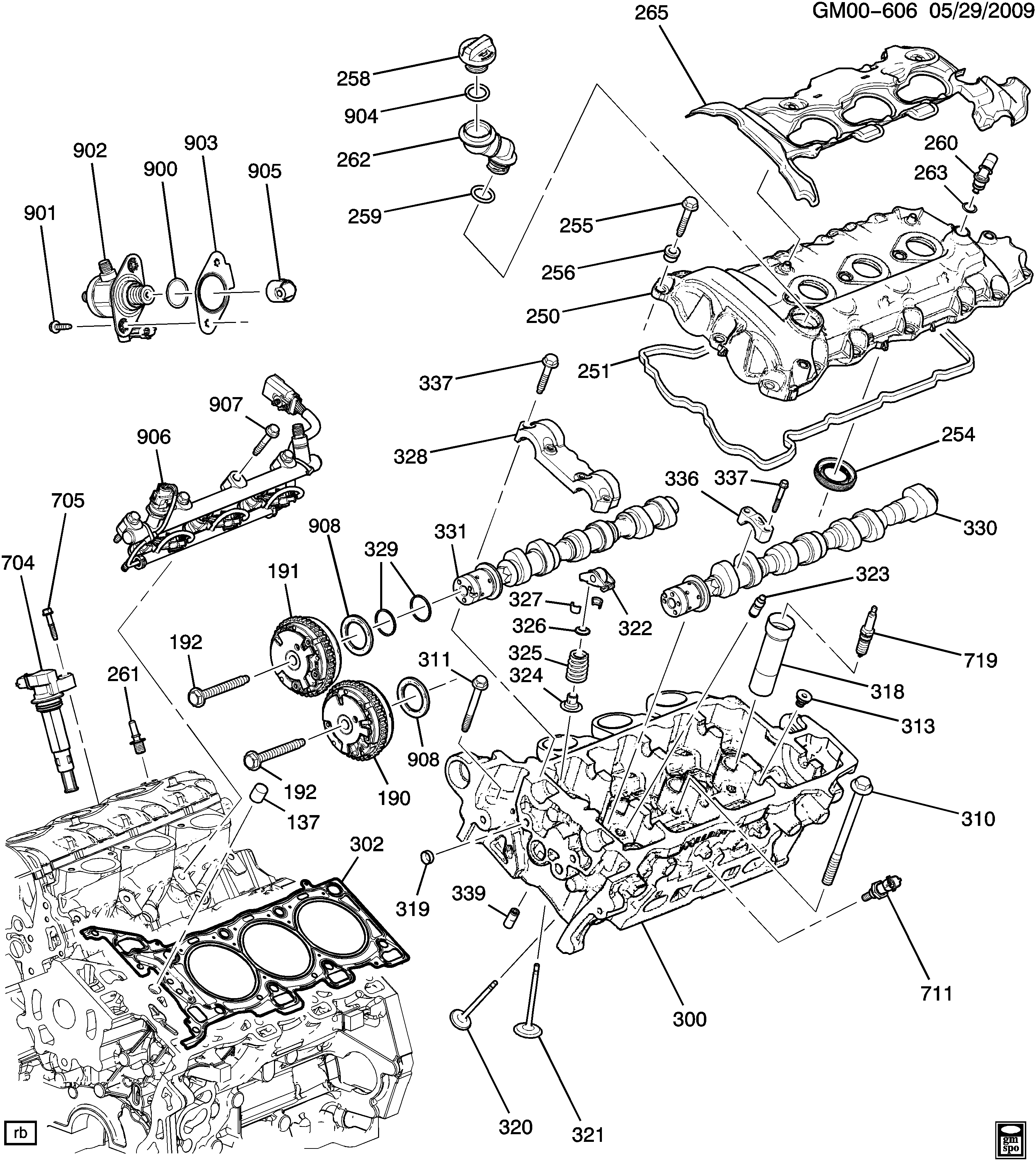 Opel 12 632 479 - Engine asm-3.0l v6 part 2 cylinder head & related parts (lf1/3.0: 06 pcs. onlydrive.pro