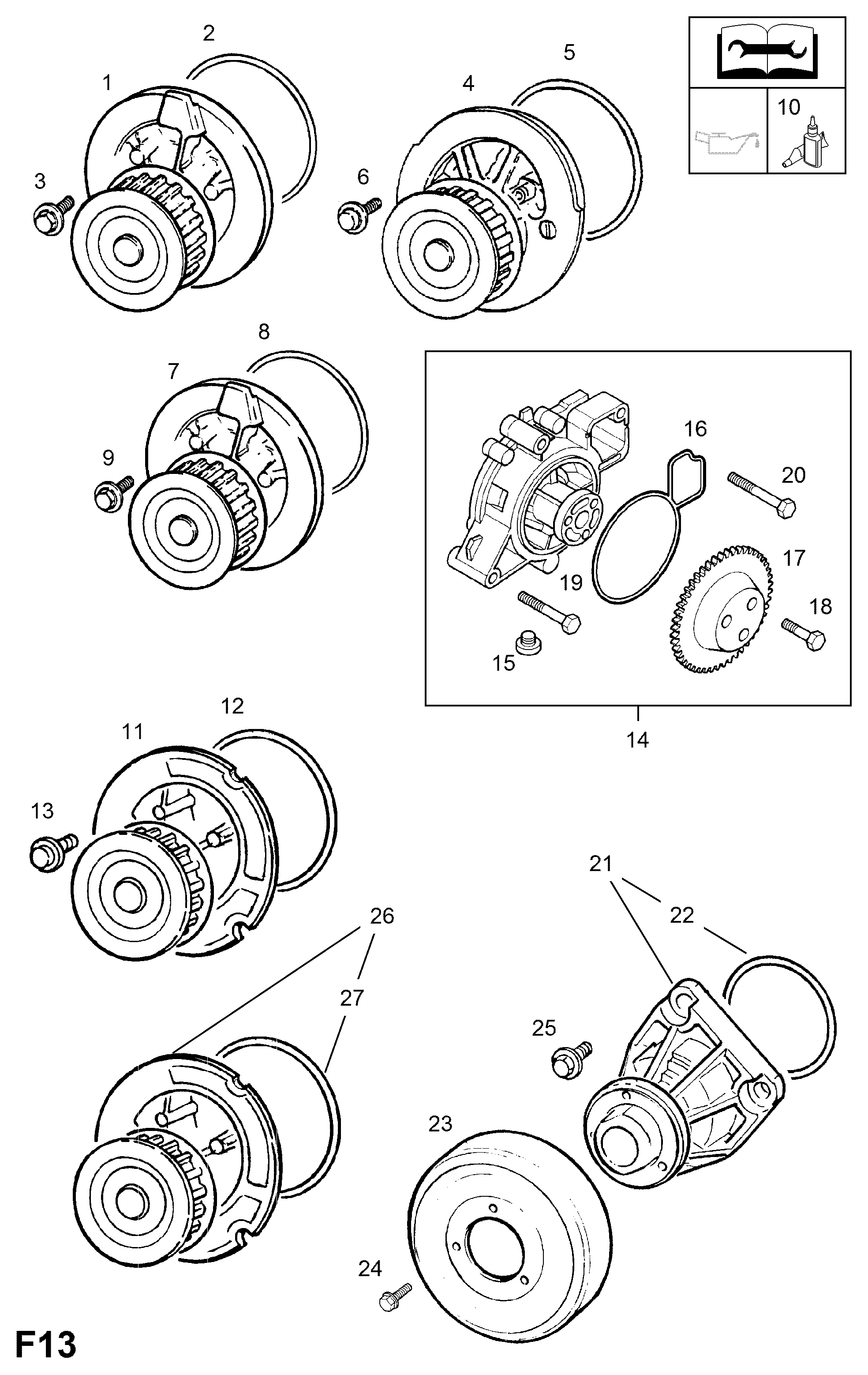 Opel 13 34 137 - Water pump and fittings: 1 pcs. onlydrive.pro