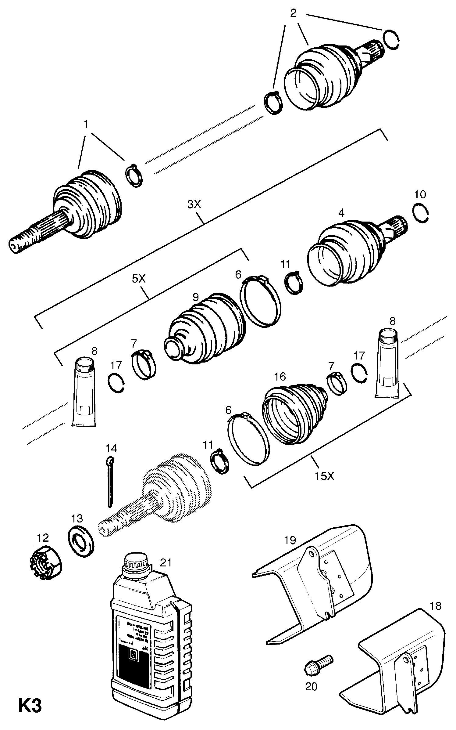 SAAB 16 03 237 - Front axle drive shaft joints and fixings: 2 pcs. onlydrive.pro