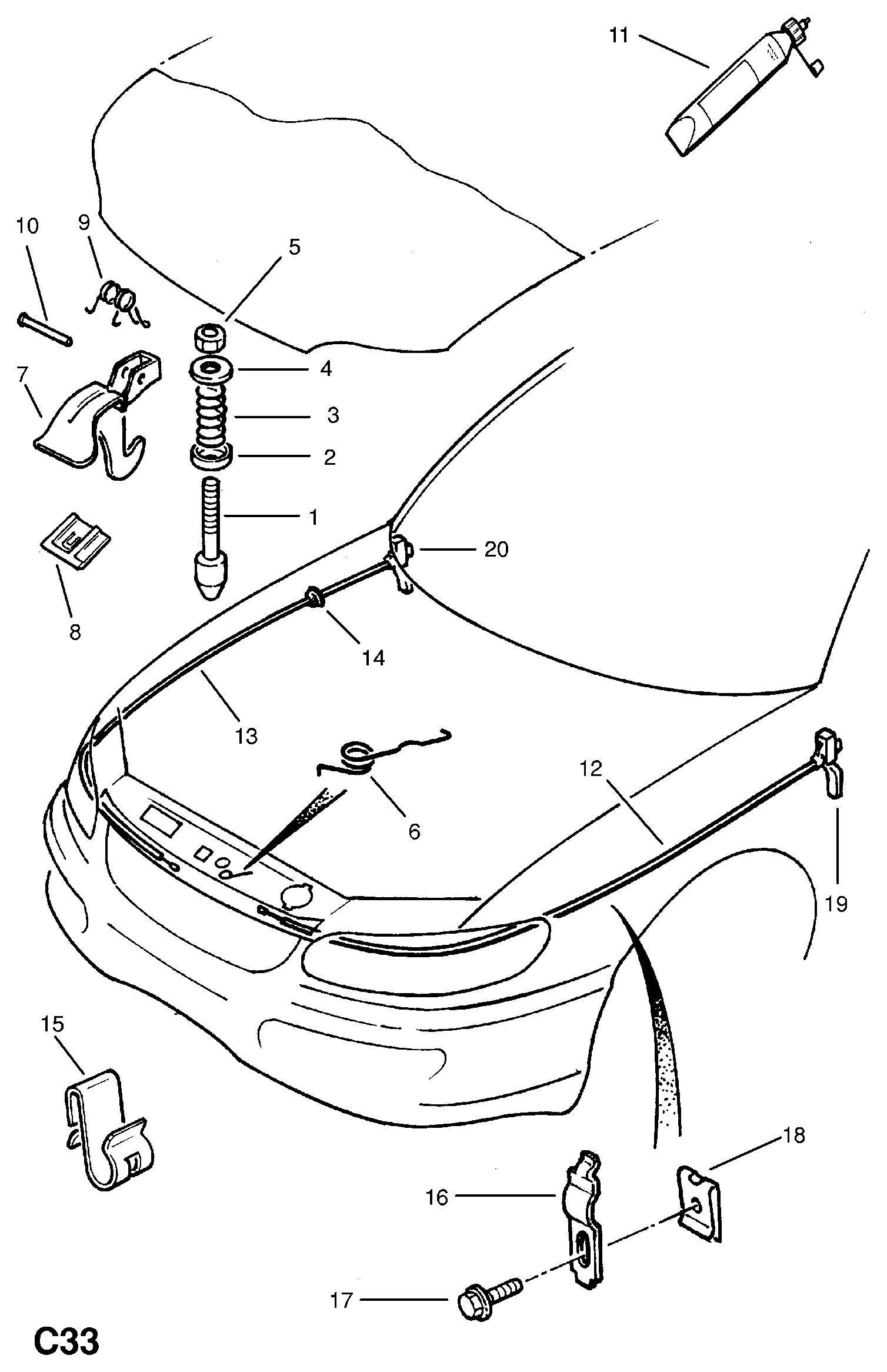 Opel 6178437 - Bonnet Cable onlydrive.pro