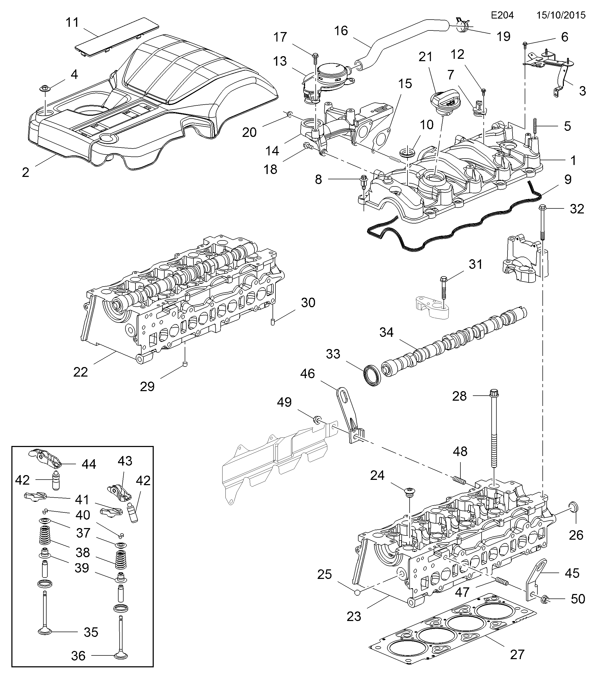 Opel 48 05 331 - Cylinder head cover and gasket: 1 pcs. onlydrive.pro