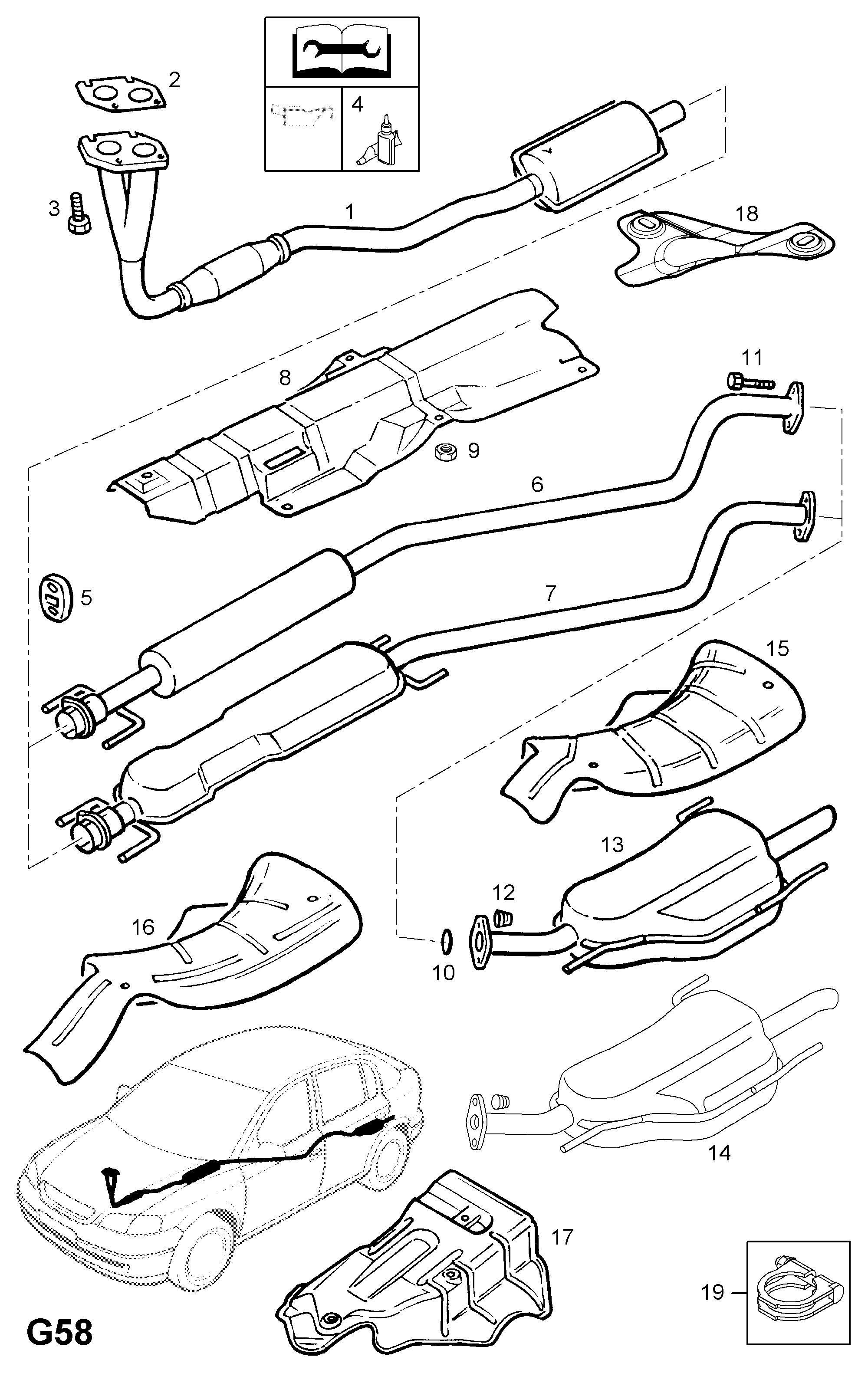 Opel 852383 - Exhaust pipe, silencer and catalytic converter (contd.): 1 pcs. onlydrive.pro