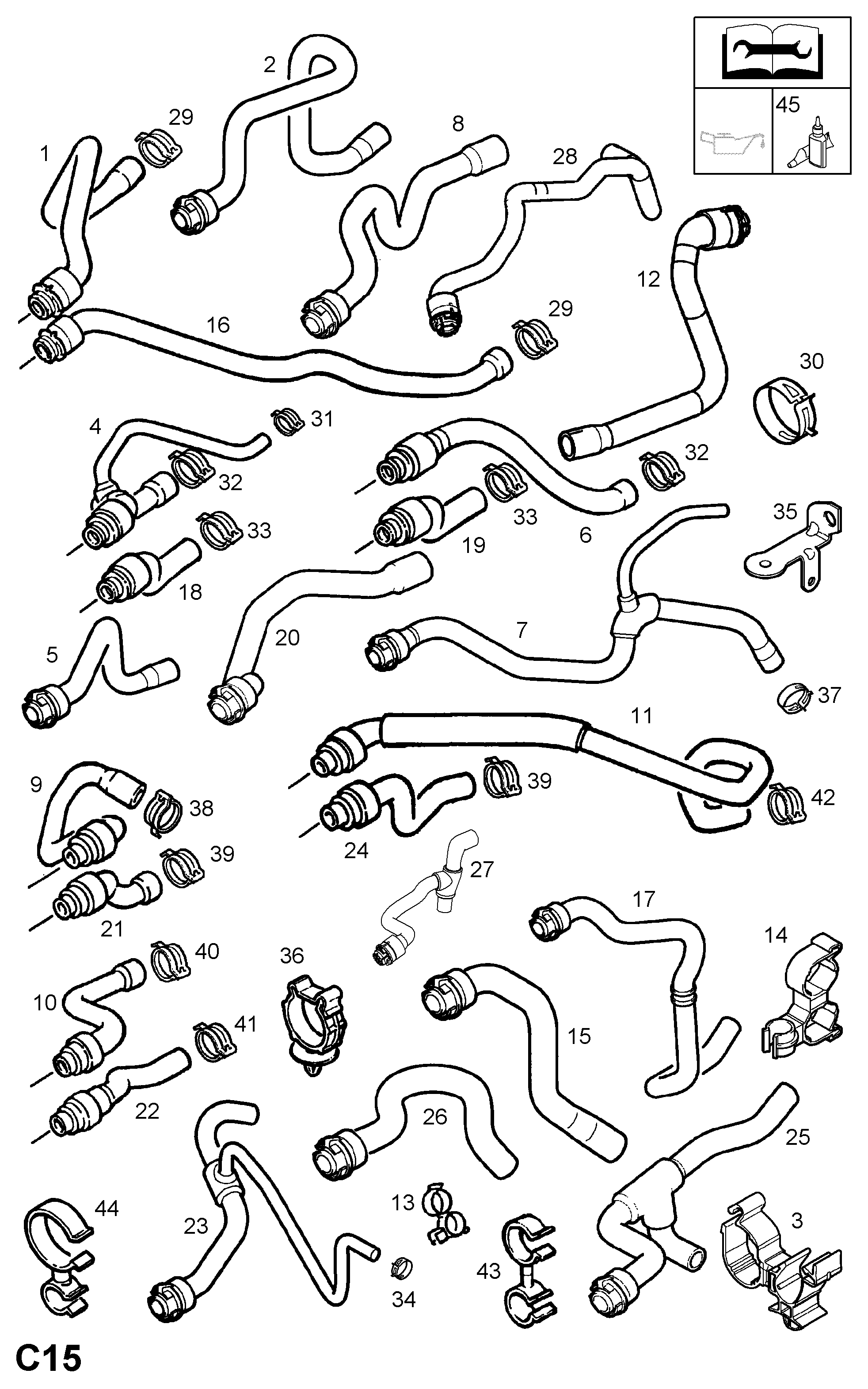 Opel 68 18 482 - Heater hoses and fixings: 1 pcs. onlydrive.pro