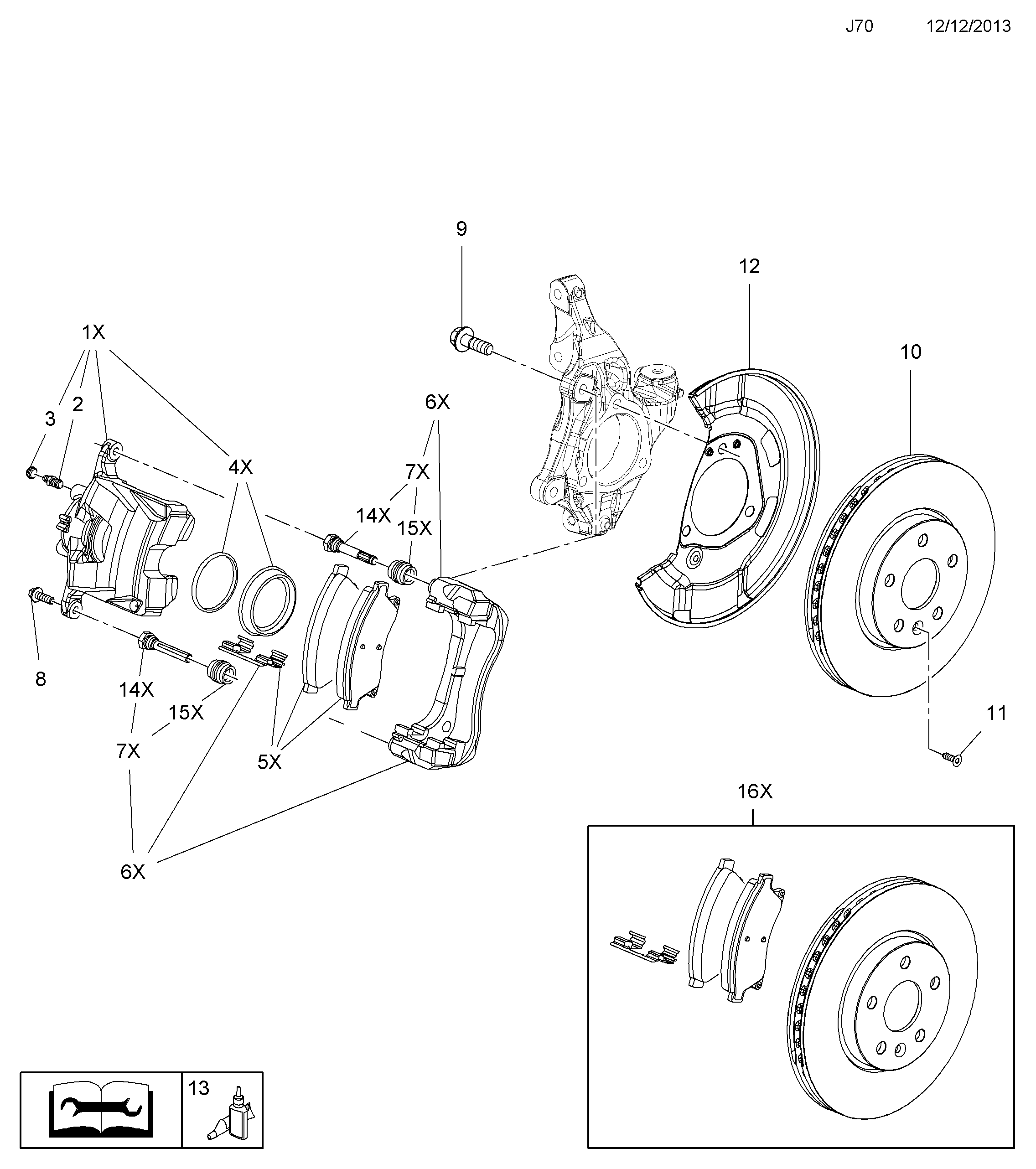 Chevrolet 16 05 169 - Front brake disc and caliper: 1 pcs. onlydrive.pro