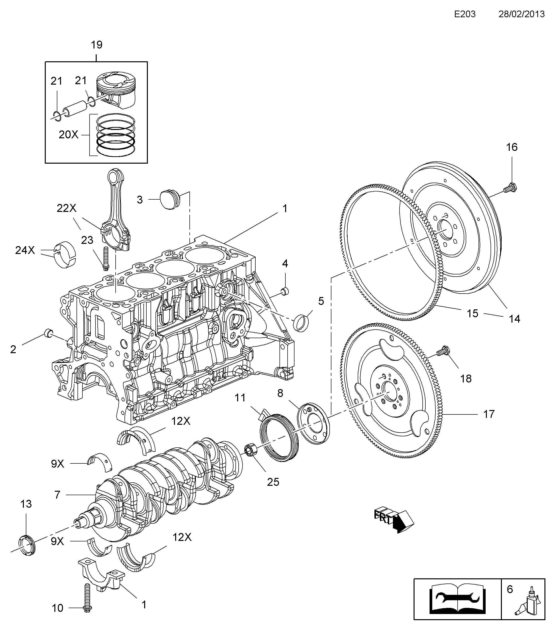 Opel 6 14 135 - Crankshaft bearings and seals: 1 pcs. onlydrive.pro