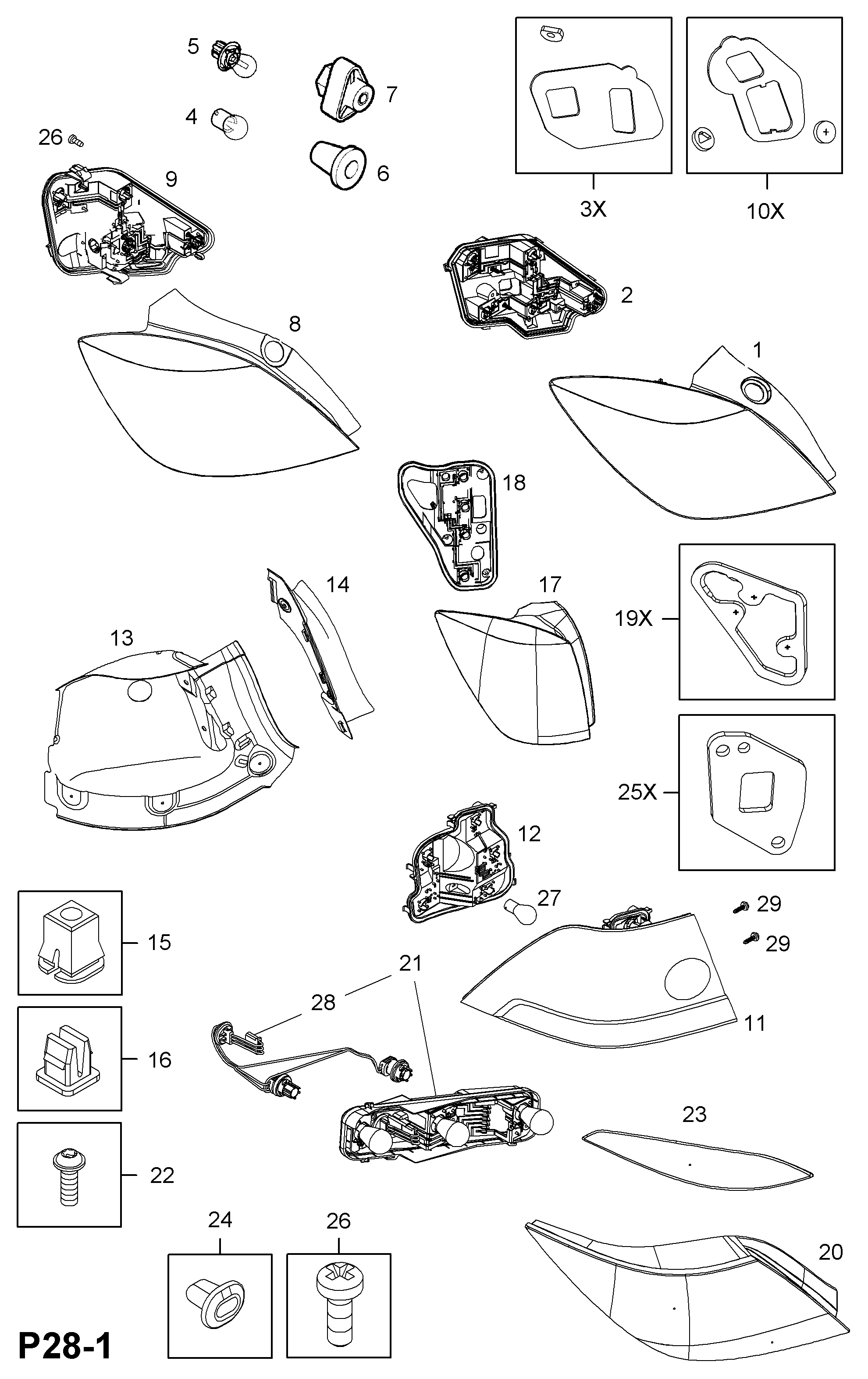 Opel 12 22 112 - Rear lamp and fixings: 1 pcs. onlydrive.pro