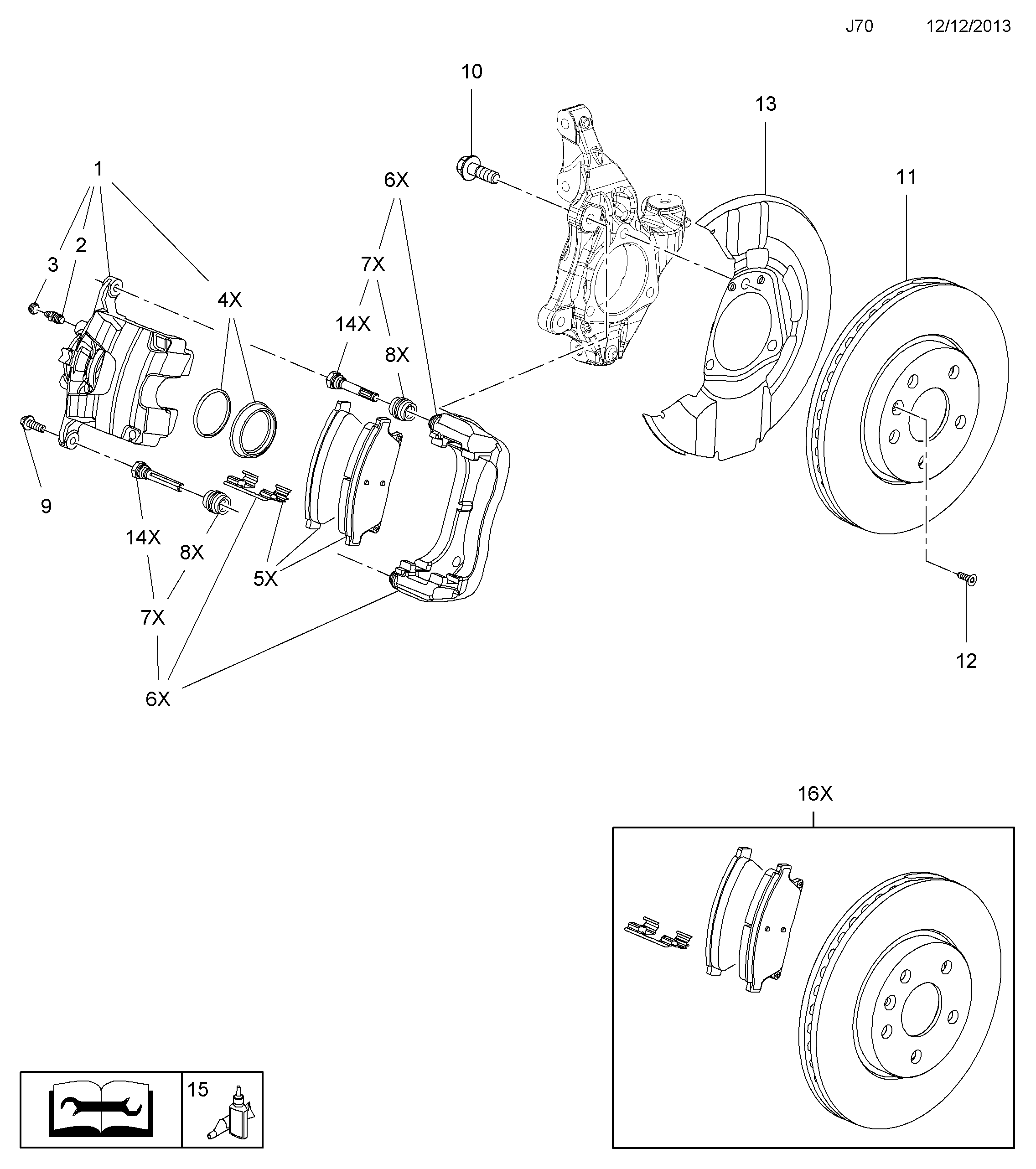 Opel 1605178 - Front brake disc and caliper: 1 pcs. onlydrive.pro