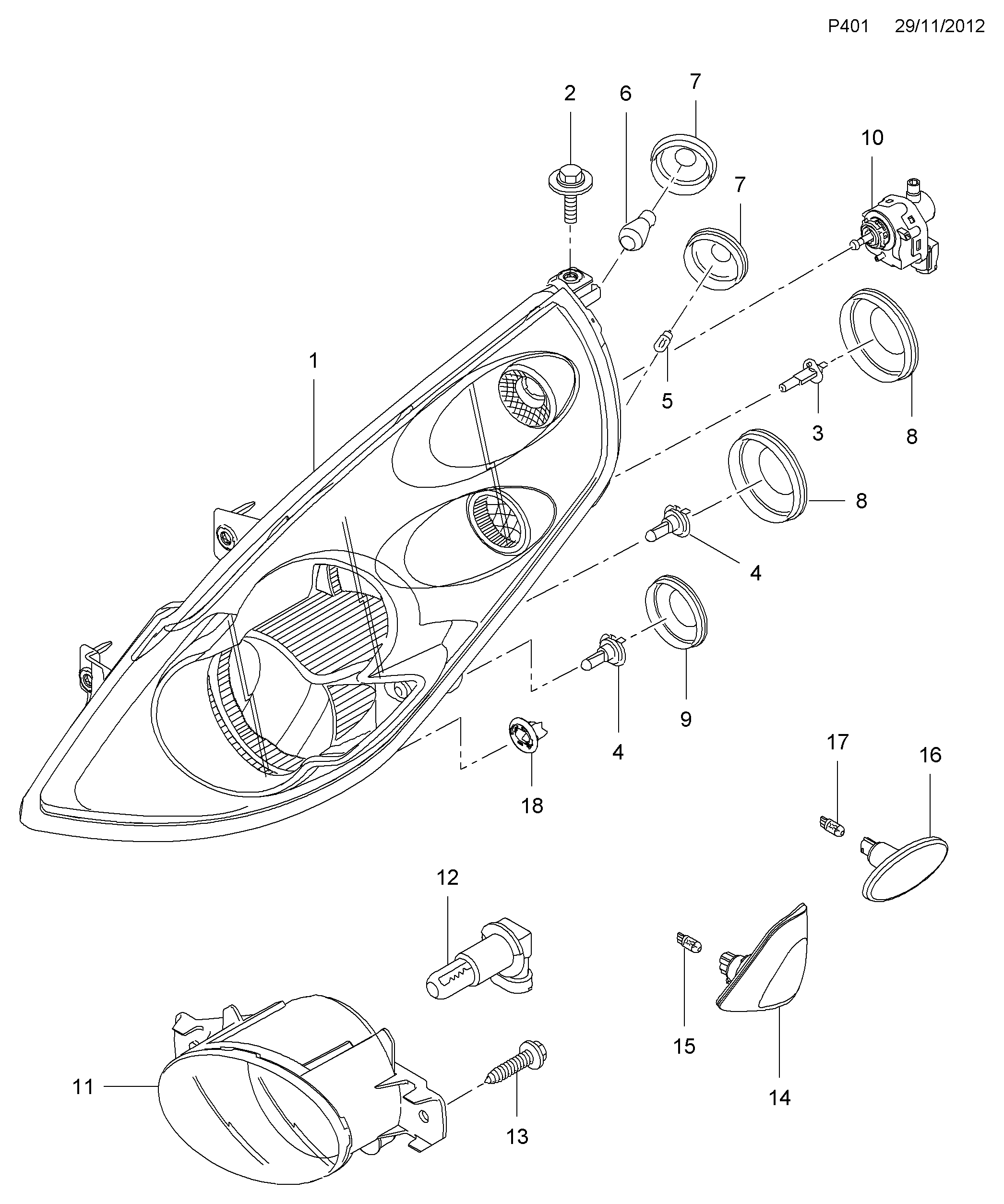 Opel 4419375 - Front foglamp and fixings: 1 pcs. onlydrive.pro