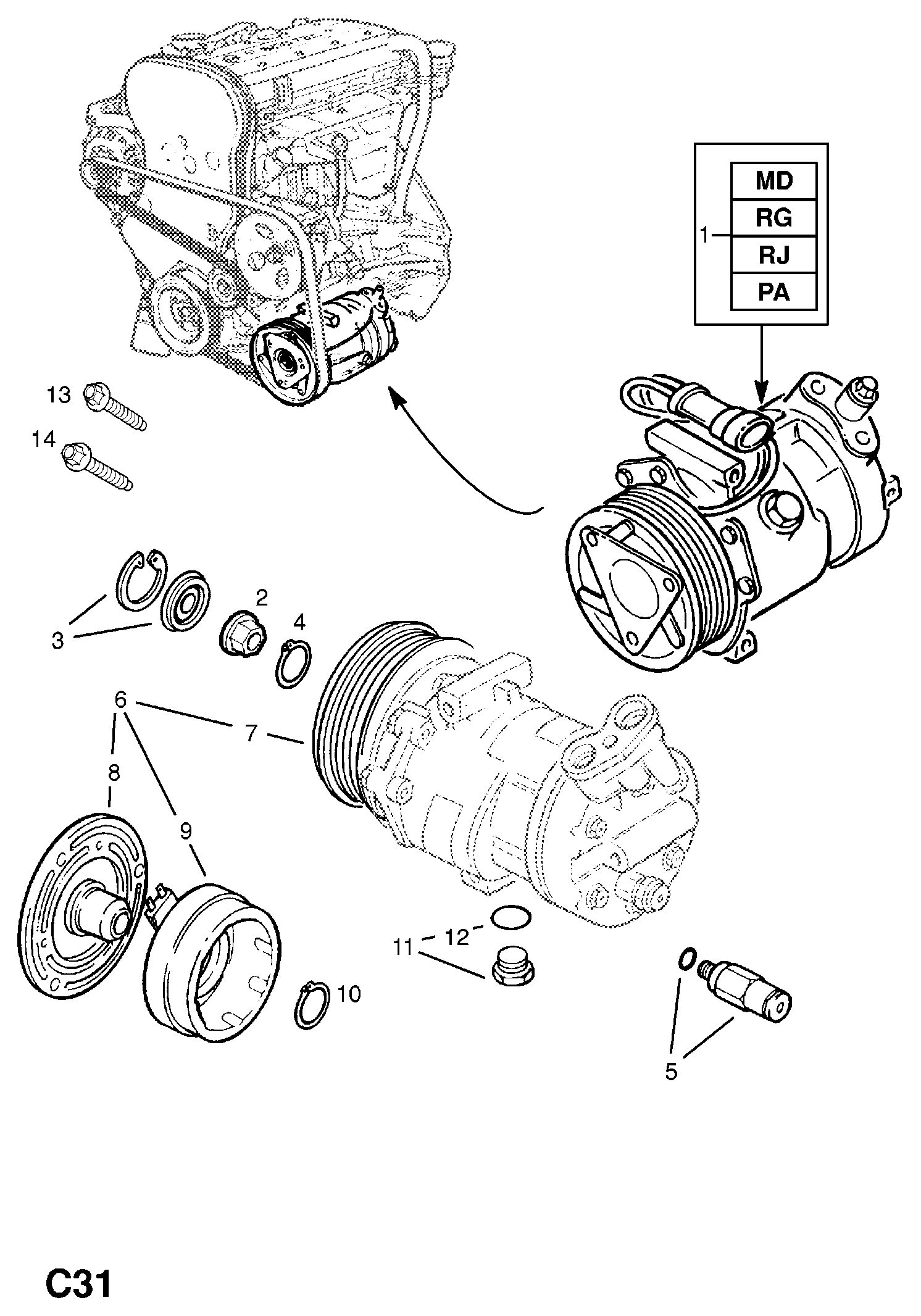 Opel 18 54 122 - Compressor, air conditioning onlydrive.pro