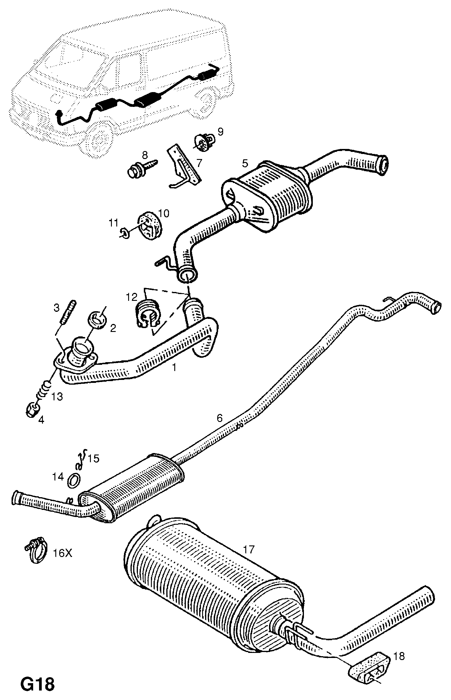 Opel 44.02.484 - Exhaust pipe, silencer and catalytic converter (contd.): 1 pcs. onlydrive.pro