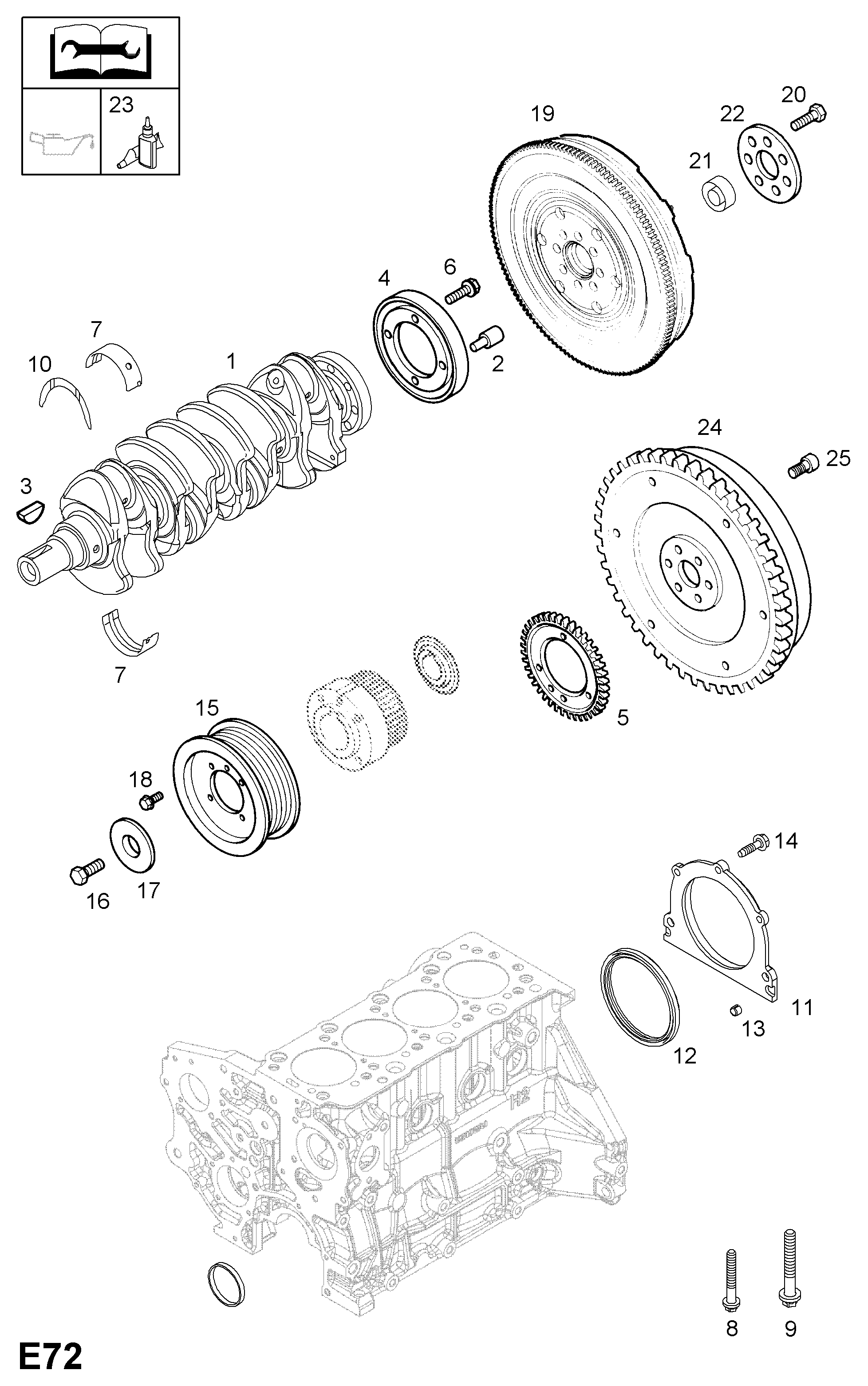 Opel 6 14 825 - Crankshaft bearings and seals: 1 pcs. onlydrive.pro