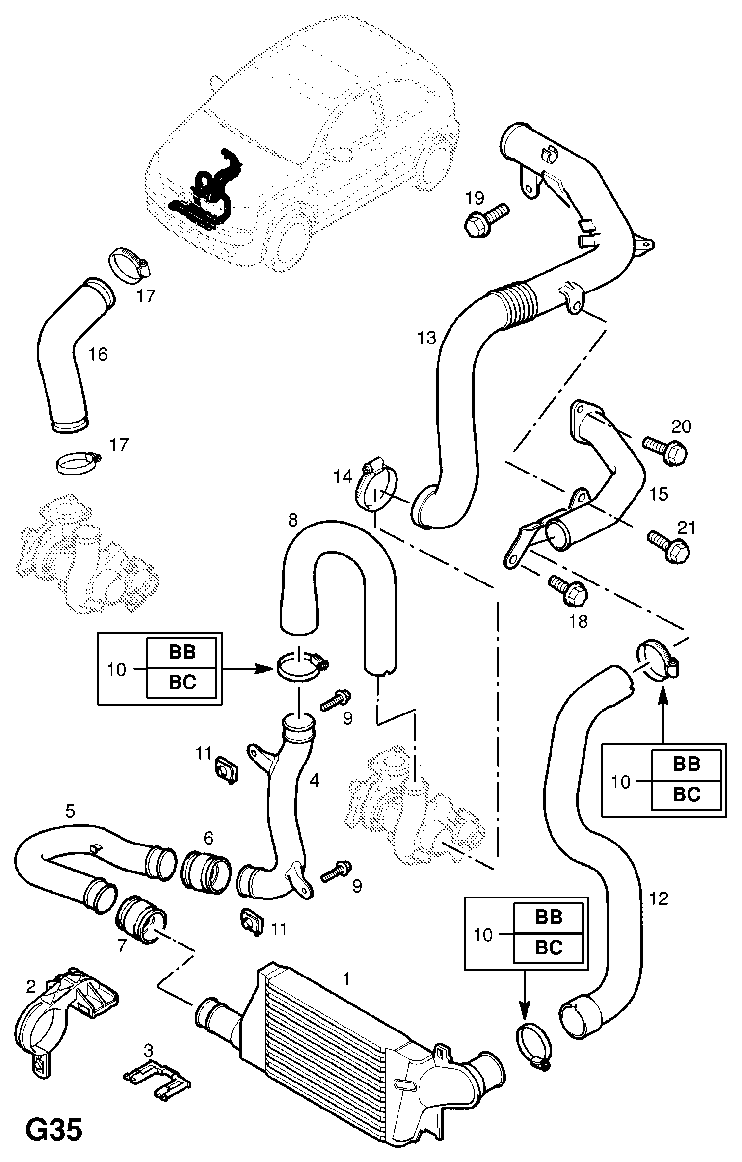 Opel 13 02 113 - Kompressoriõhu radiaator onlydrive.pro