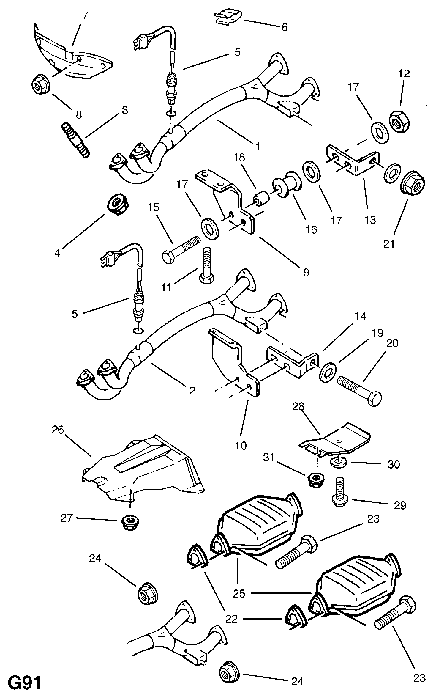 Opel 8 55 306 - Exhaust pipe, silencer and catalytic converter (contd.): 1 pcs. onlydrive.pro