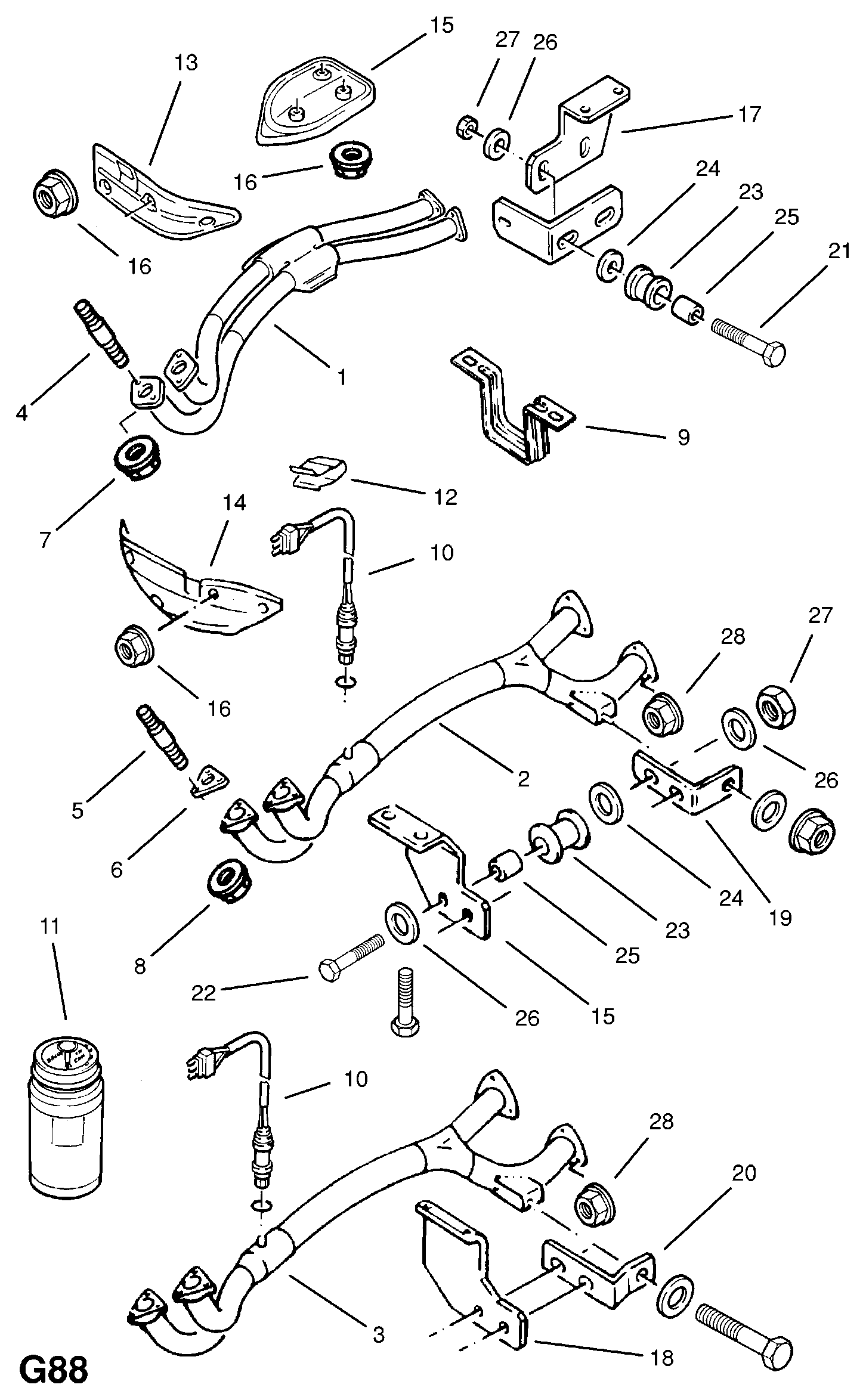 Opel 8 55 300 - Exhaust pipe, silencer and catalytic converter (contd.): 1 pcs. onlydrive.pro