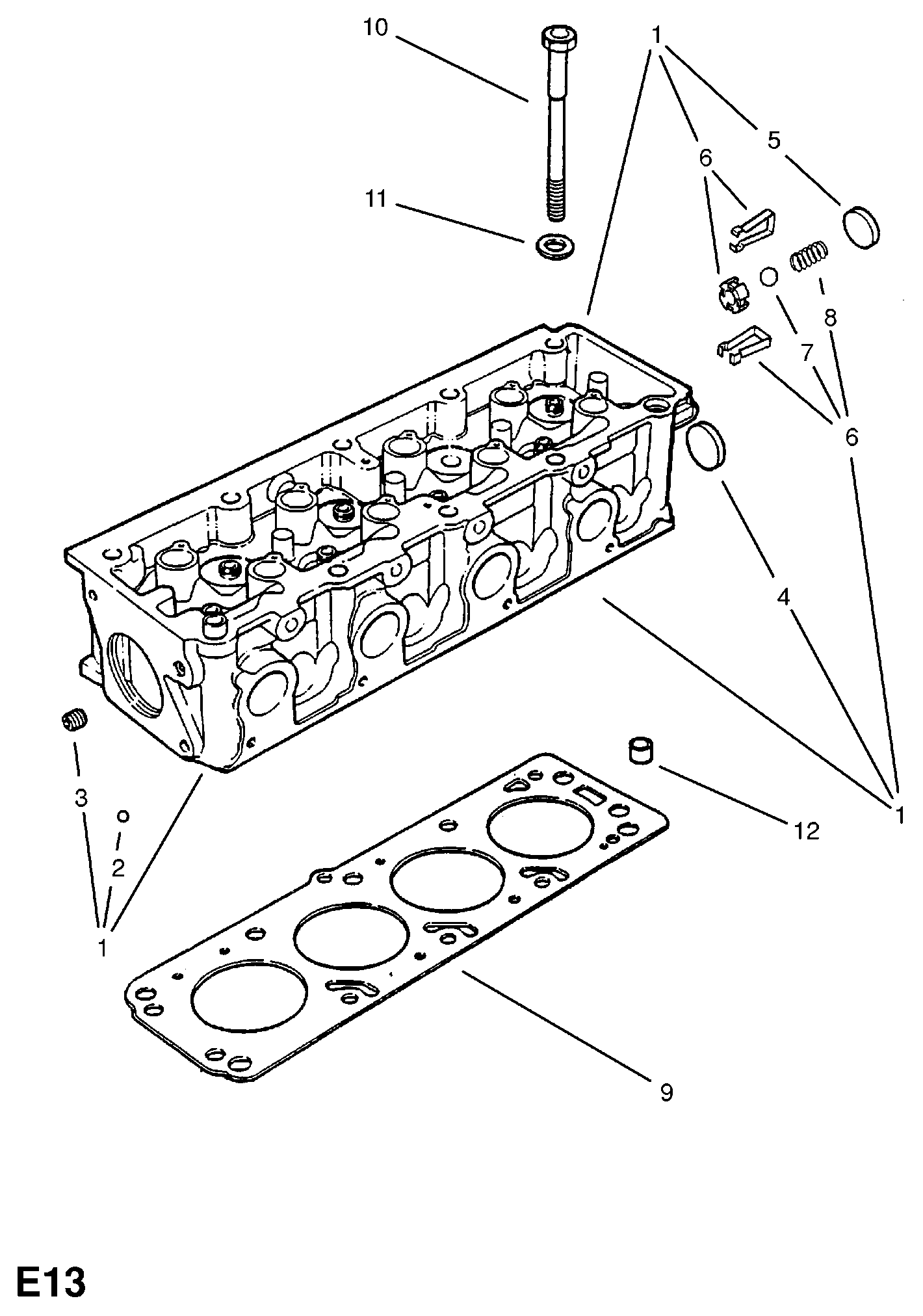 Opel 20 60 673 - Cylinder head, plugs and gasket: 1 pcs. onlydrive.pro