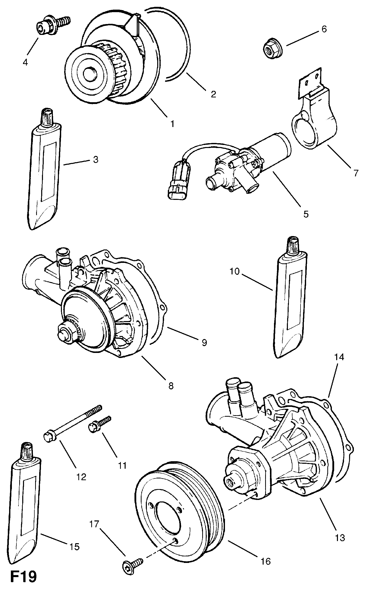 Opel 1334036 - Water pump and fittings: 1 pcs. onlydrive.pro