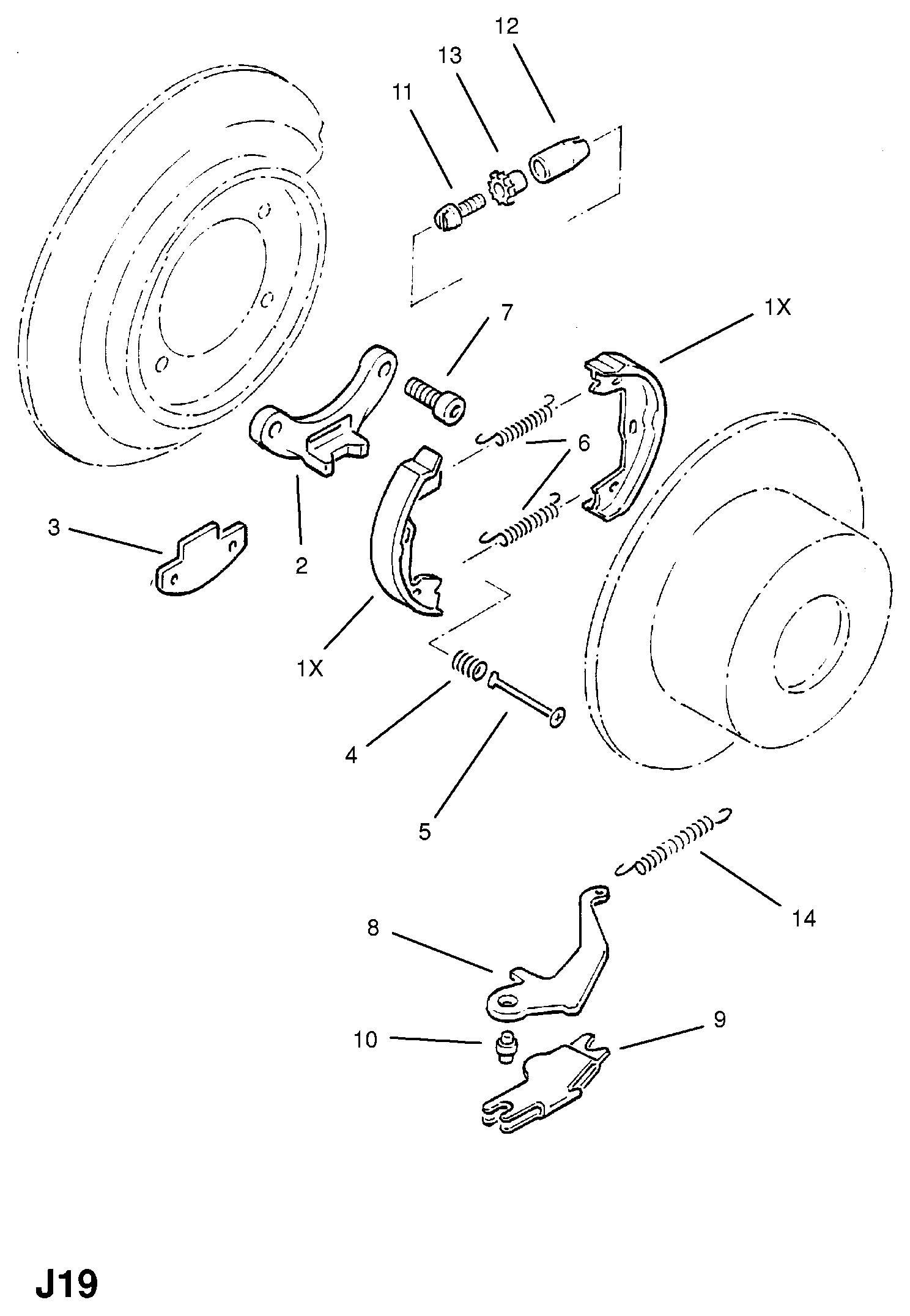 Opel 1605764 - Rear brake shoe and lining: 1 pcs. onlydrive.pro