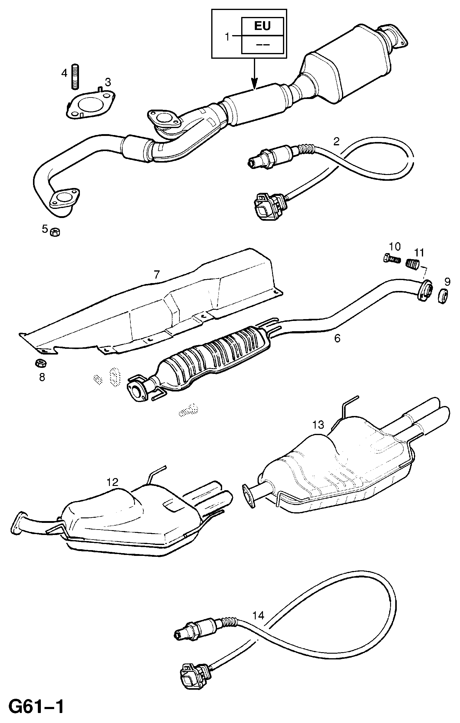 Opel 8 52 394 - Exhaust pipe, silencer and catalytic converter (contd.): 1 pcs. onlydrive.pro