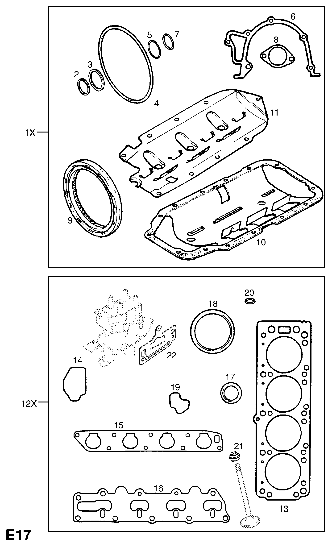 Opel 13 38 229 - Engine gasket sets: 1 pcs. onlydrive.pro