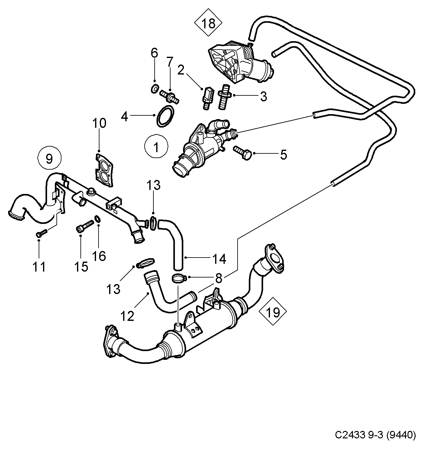 Opel 93177344 - Thermostat, etc, (2005-2010) , z19dt: 1 pcs. onlydrive.pro