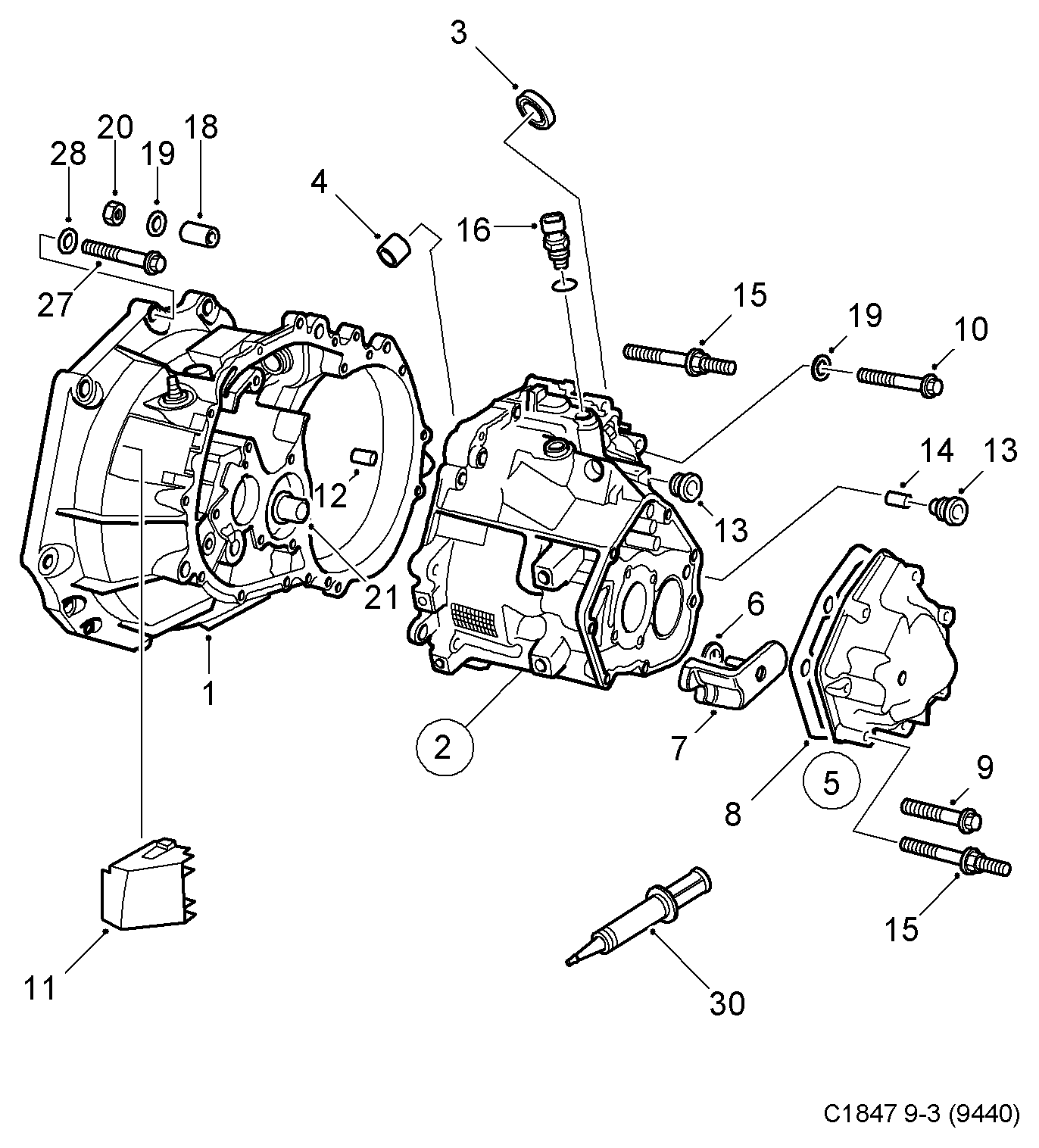 SAAB 24 459 626 - Transmission housing - 5-speed, (2003-2012) , m: 1 pcs. onlydrive.pro