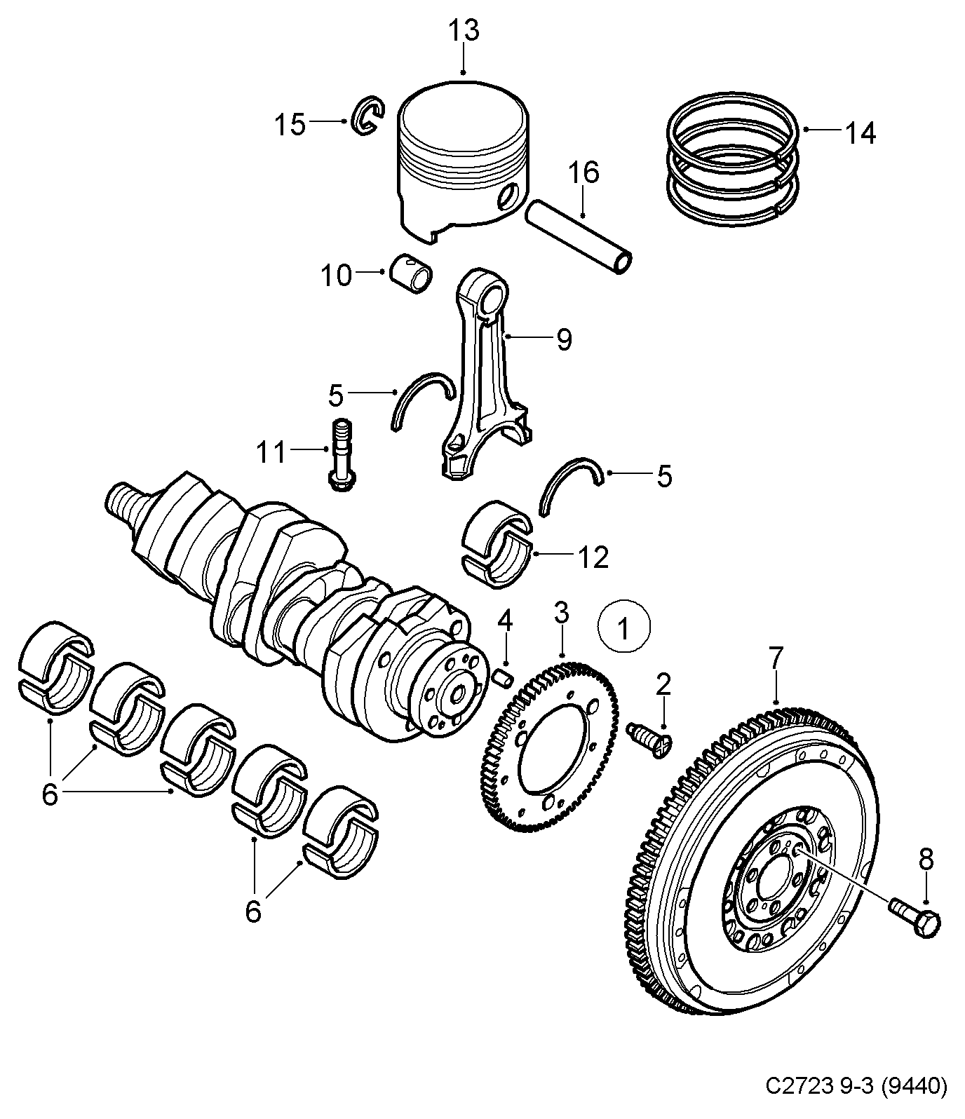 SAAB 93 178 364 - Crankshaft - piston, (2005-2012) , z19dt, z19dth, z19dtr, a19dtr: 1 pcs. onlydrive.pro