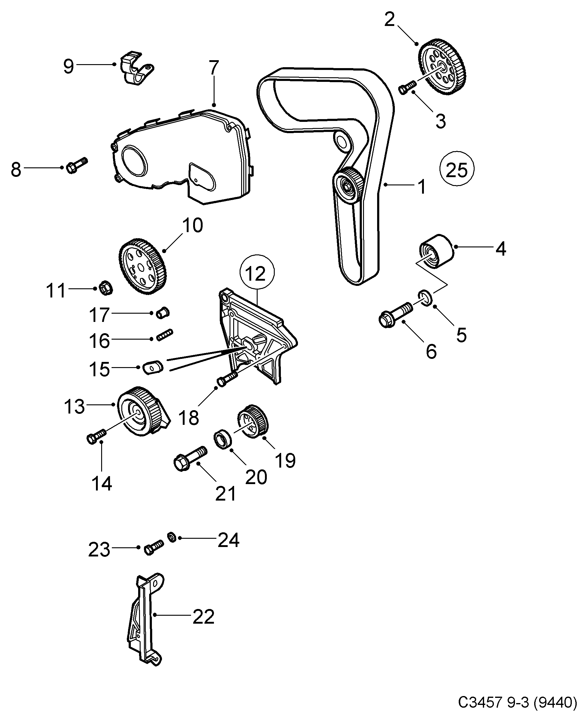 SAAB 93 17 8807 - Deflection / Guide Pulley, timing belt onlydrive.pro