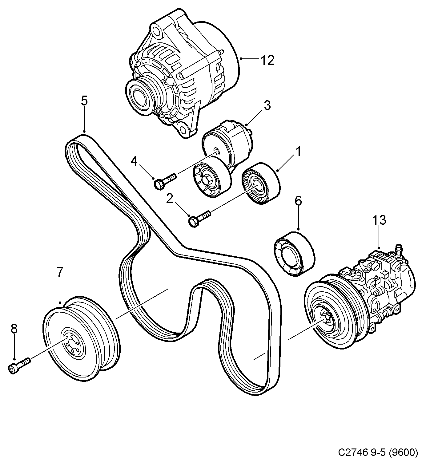 FIAT 55201363 - Belt tensioner, (2006-2010) , z19dth: 1 pcs. onlydrive.pro