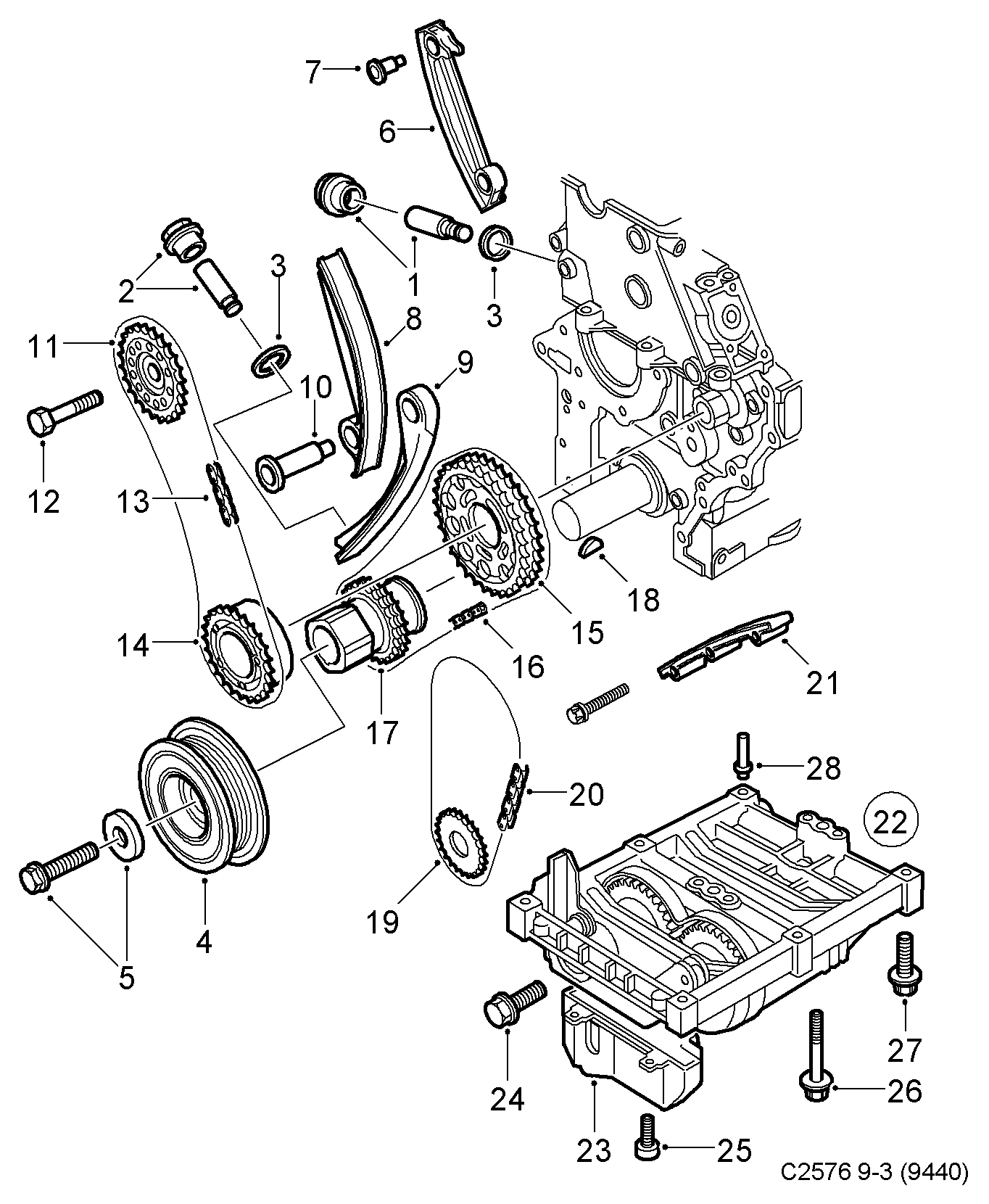 SAAB 24 418 171 - Tensioner, timing chain onlydrive.pro