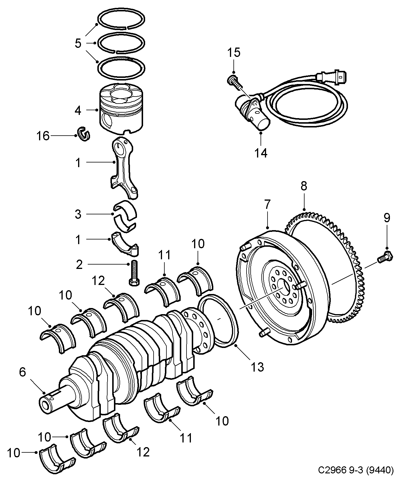 SAAB 90 540 188 - Crankshaft - piston, (2003-2004) , d223l: 1 pcs. onlydrive.pro