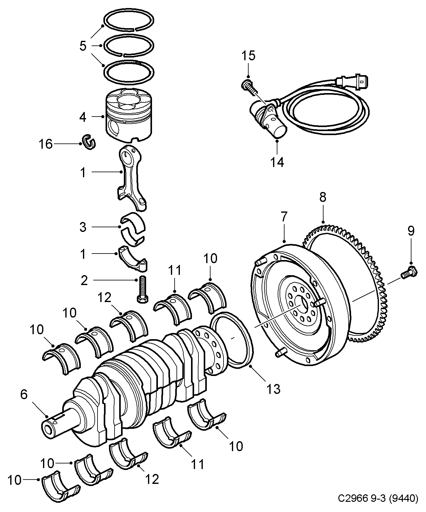 Opel 90540188 - Crankshaft - piston, (2003-2004) , d223l: 1 pcs. onlydrive.pro