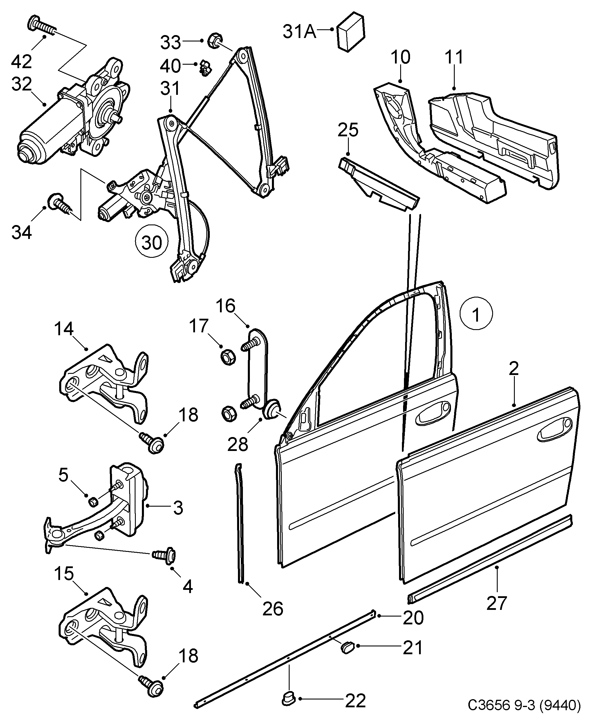 SAAB 12788911 - Window Regulator onlydrive.pro