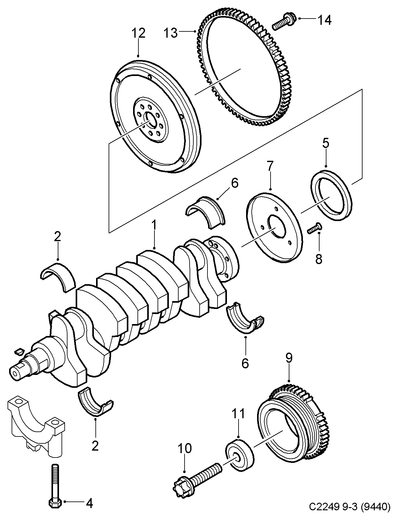 Chevrolet 90352112 - Crankshaft, (2004-2009) , z18xe: 1 pcs. onlydrive.pro